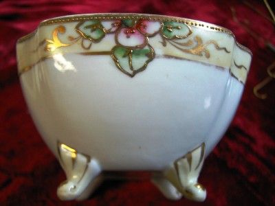 VINTAGE HAND PAINTED NIPPON FOOTED BOWL MORIAGE STYLE  