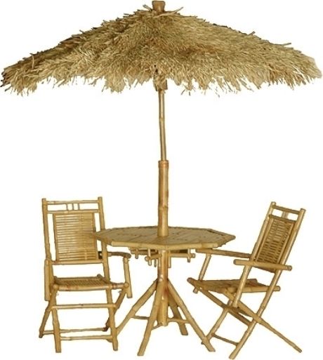 Bamboo 4 Piece Outdoor Patio Dining/Palapa Set  