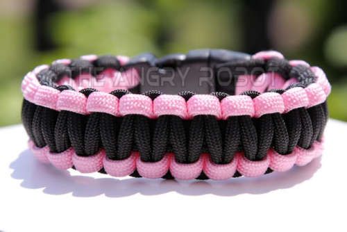 550 Paracord Survival Bracelet Cobra   Pink & Black  