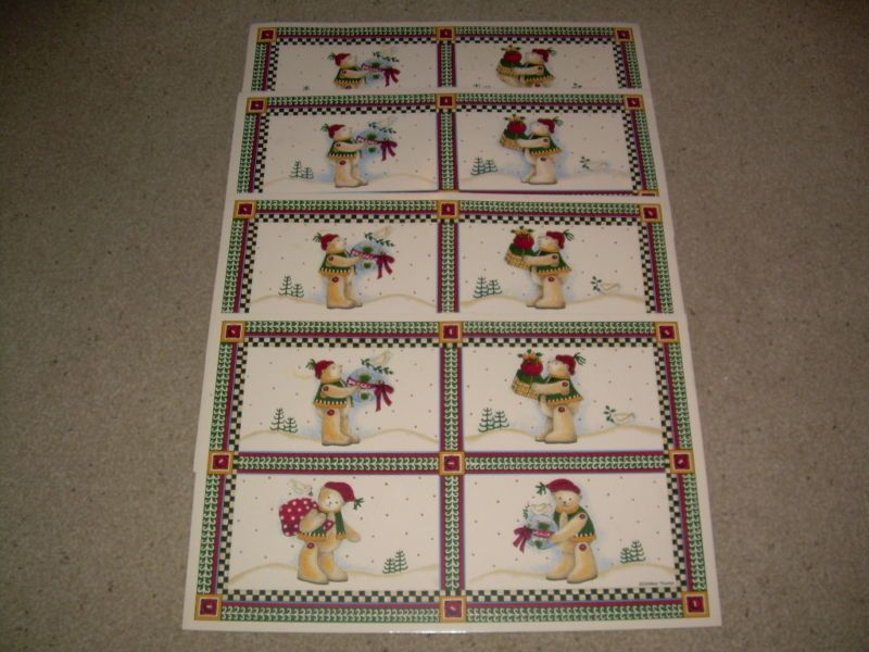 Debbie Mumm Bear JOY TO THE WORLD Vinyl Placemats  