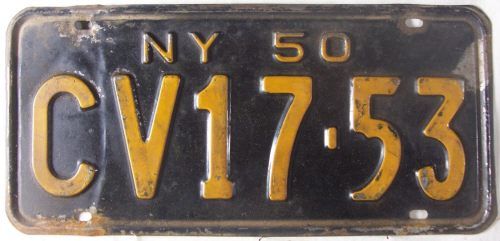 1950 New York CV17 53 License Plate  