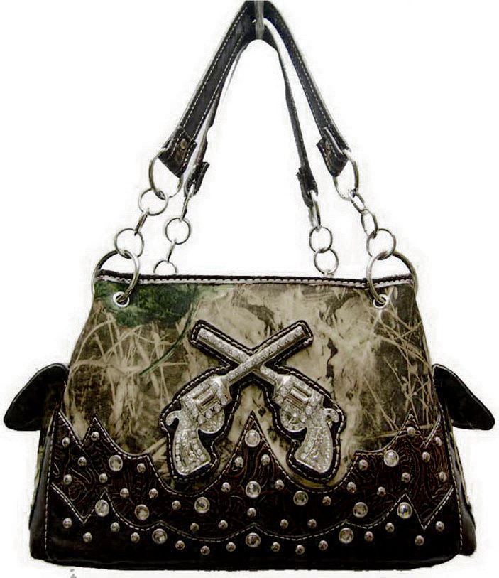   Style Guns Purse Camouflage Handbag & Wallet Rhinestone & Studs Black