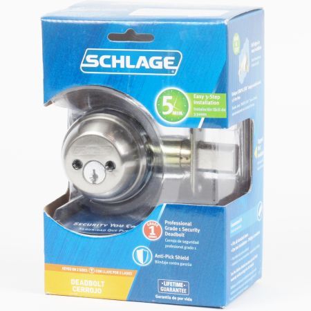 Schlage Double Cylinder Deadbolt SATIN NICKEL  