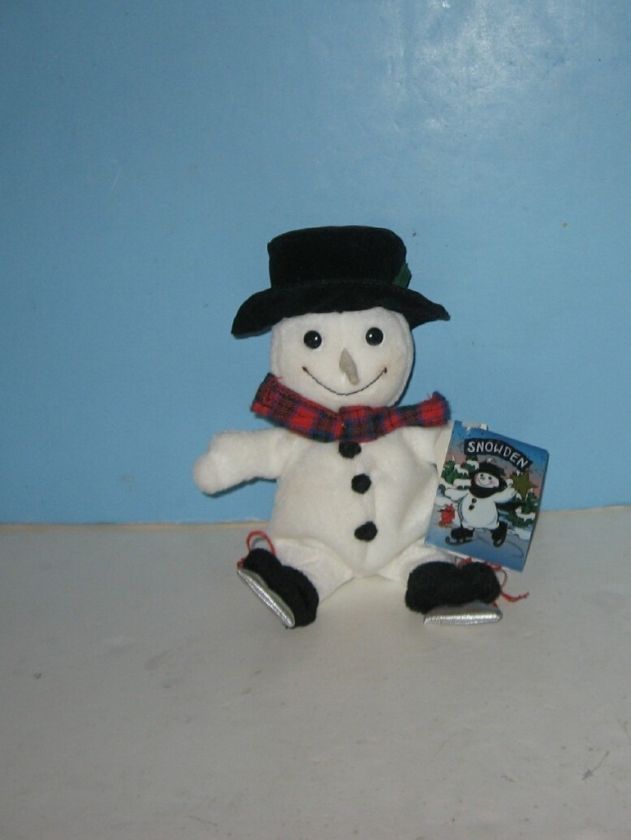 New 1996 Snowden & Friends Bean Plush 8 Snowman on Skates  