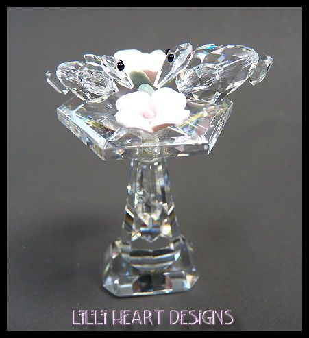 TWO BIRDS IN A BIRDBATH MADE WITH SWAROVSKI CRYSTAL RETIRED  