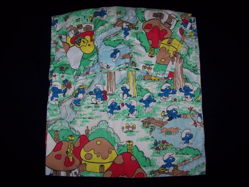 Smurfs vintage bedroom curtain set Peyo 1980s Smurf  