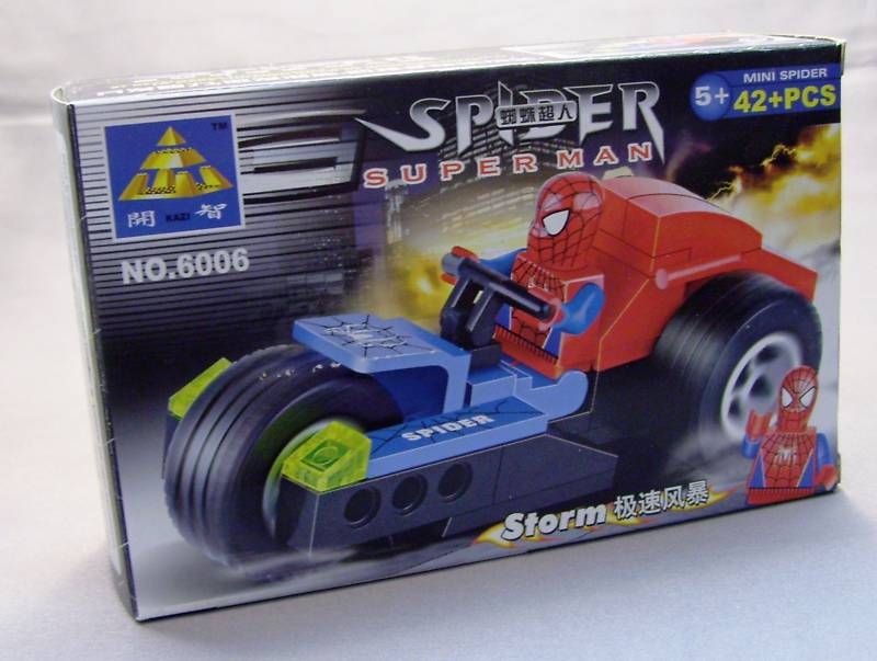 Spiderman Building Block Brick Motorcycle Set   6006  