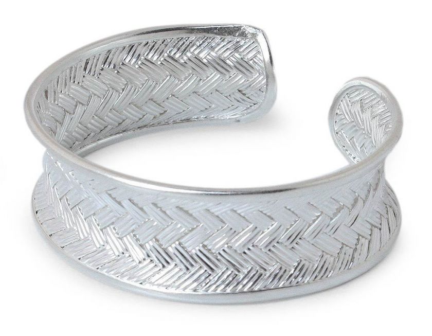 RATTAN Sterling Silver Thai CUFF BRACELET from NOVICA  