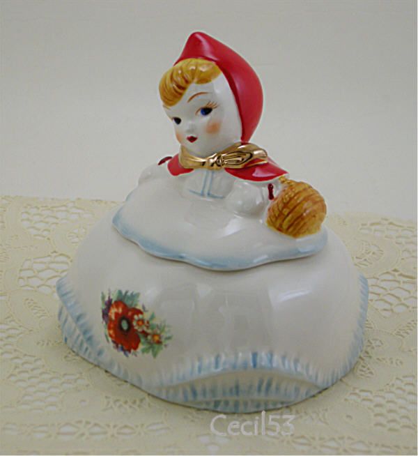 LITTLE RED RIDING HOOD 2 PIECE SUGAR BOWL w 24K GOLD  