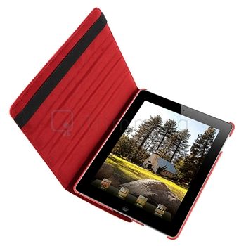   ° Rotating Magnetic Leather Case Hard Cover Swivel Stand Red  