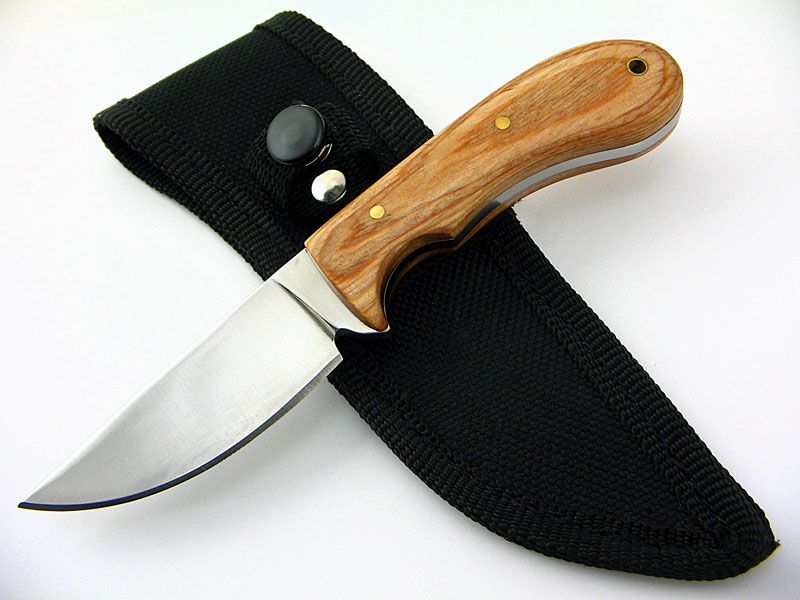 Hardwood Handle FULL TANG Mini Tracker Skinning Knife  