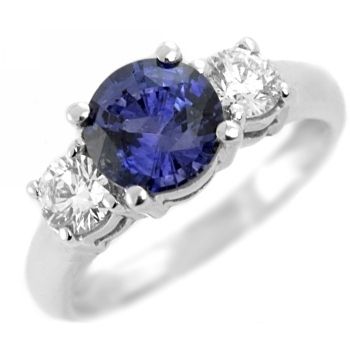 56ct AAA TANZANITE & DIAMOND ENGAGEMENT RING 14k WHITE GOLD 3 STONE 