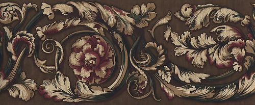 WALLPAPER BORDER ALBERT VAN LUIT CHOCOLATE FLORAL  