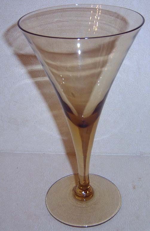 Amber Trumpet Water Goblet Stem (2nd photo shows other Trumpet Water 