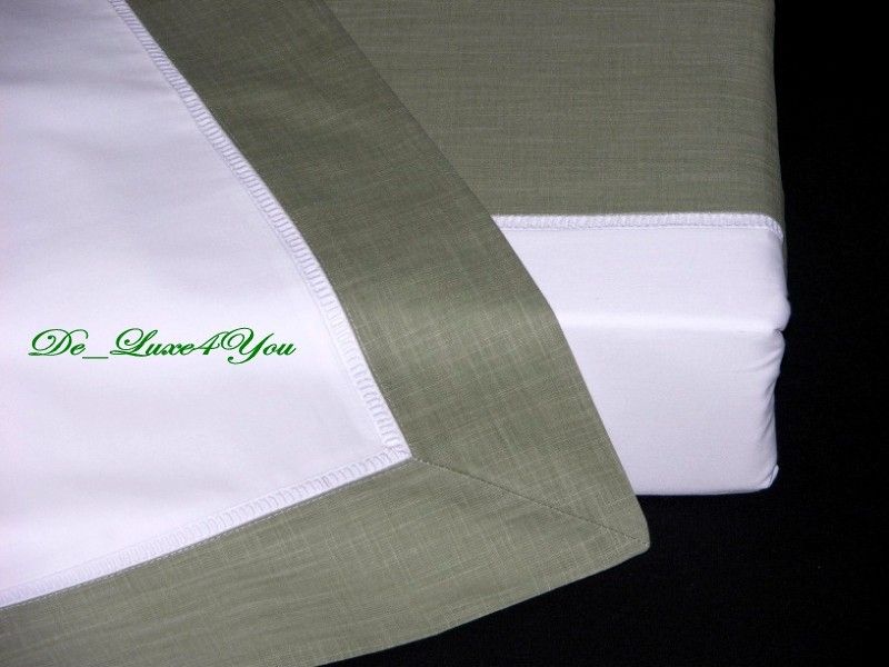 NEW COTTON SATEEN DUVET SET w/HEM STITCH KING SAGE  