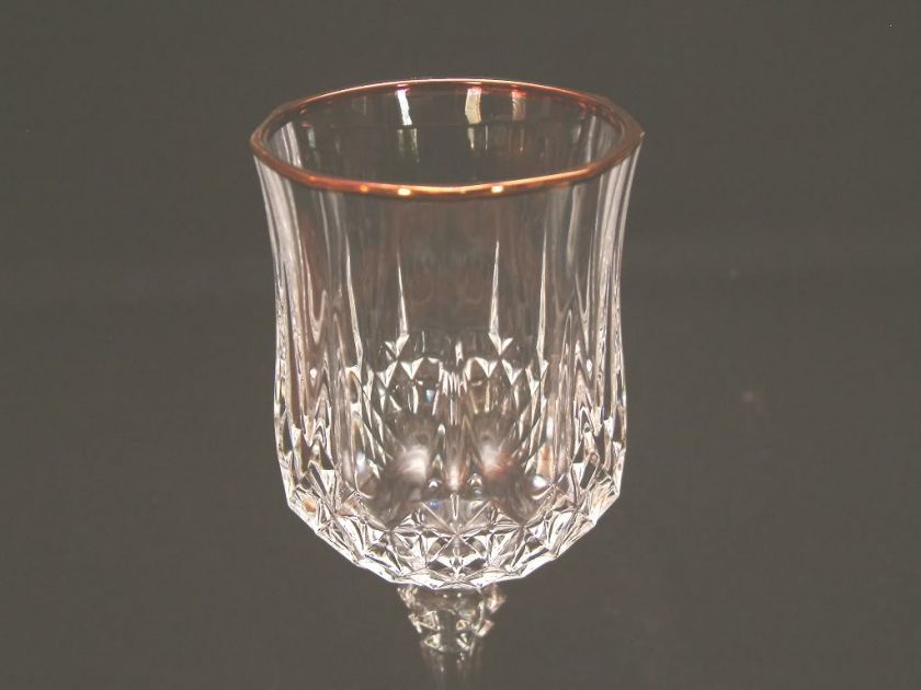 Wine Glasses 24% Crystal Longchamp Gold Rim 5 3/4 oz dArques NIB 