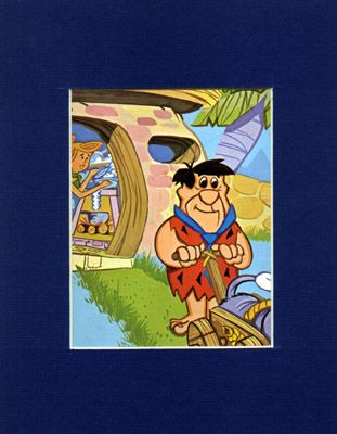 FRED FLINTSTONE~WILMA~Mat Print~MOW THE YARD  